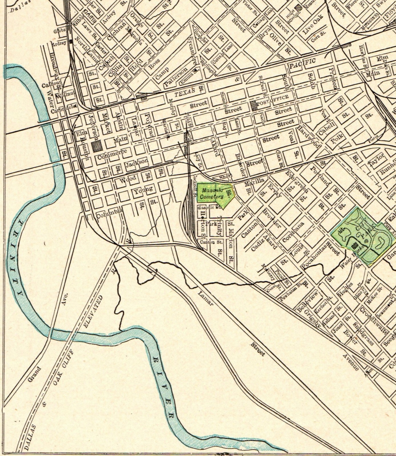 1900 Antique DALLAS Texas Map Vintage Original City Map of Dallas Texas  6536