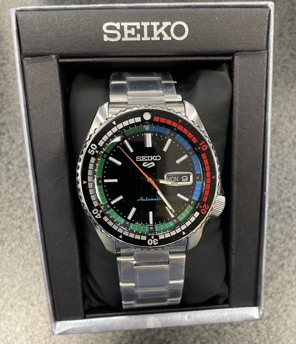 Pre-owned Seiko 5 Automatic Black Dial Steel Bracelet Men's Limited Watch Srpk13 Japan