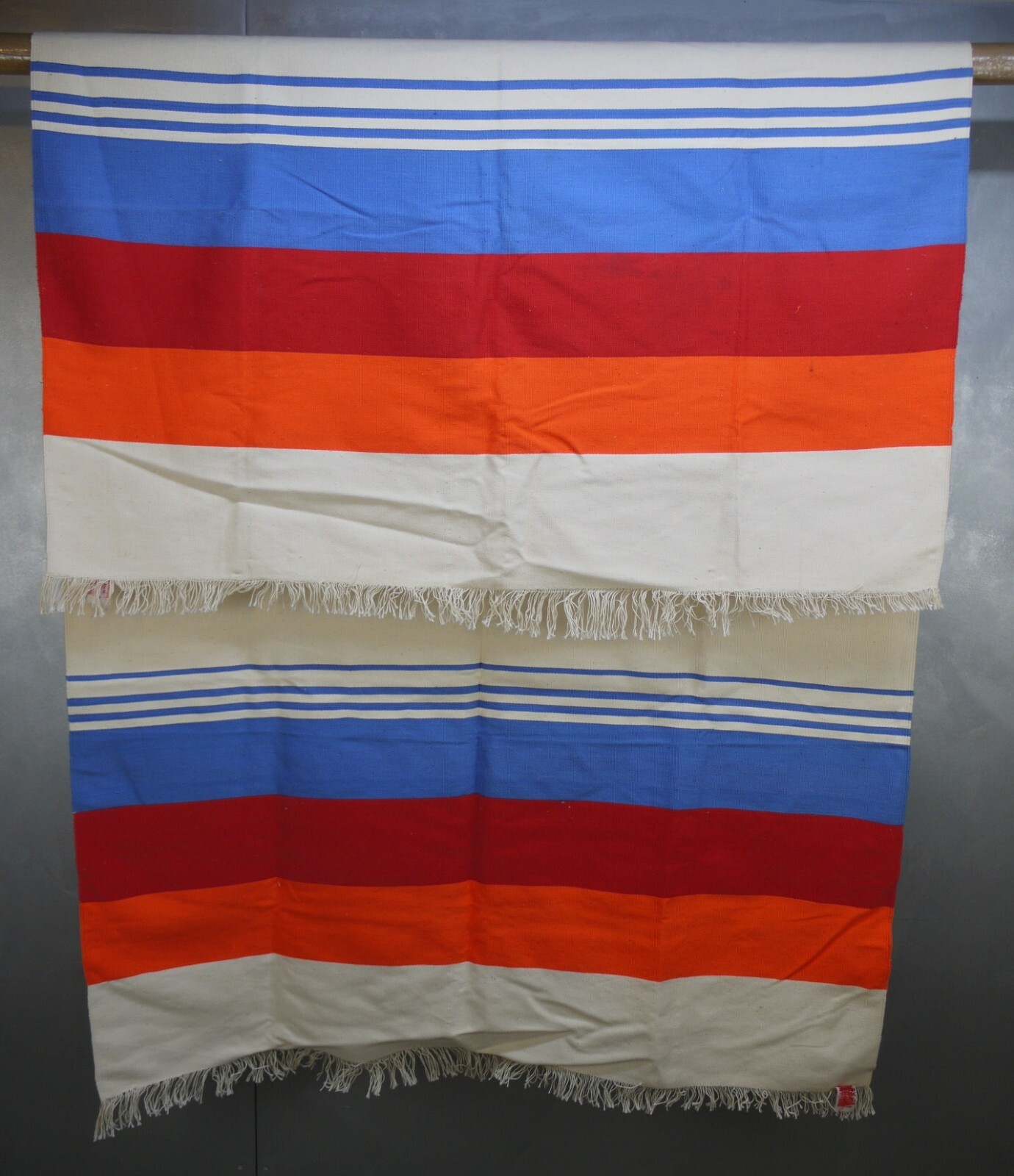 Mid Century COTTON Hand Loomed HABITAT Conran ERA Rug Blanket Weaving 41x73 B