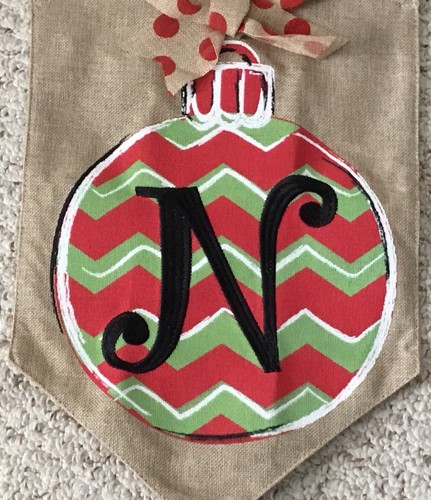 Burlap Christmas N Monogram Outdoor Garden Flag