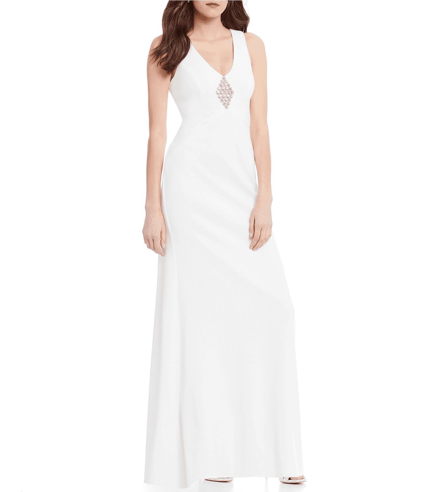 Vince Camuto NWT Красивое платье цвета слоновой кости, украшенное кристаллами и V-образным вырезом, размер 10