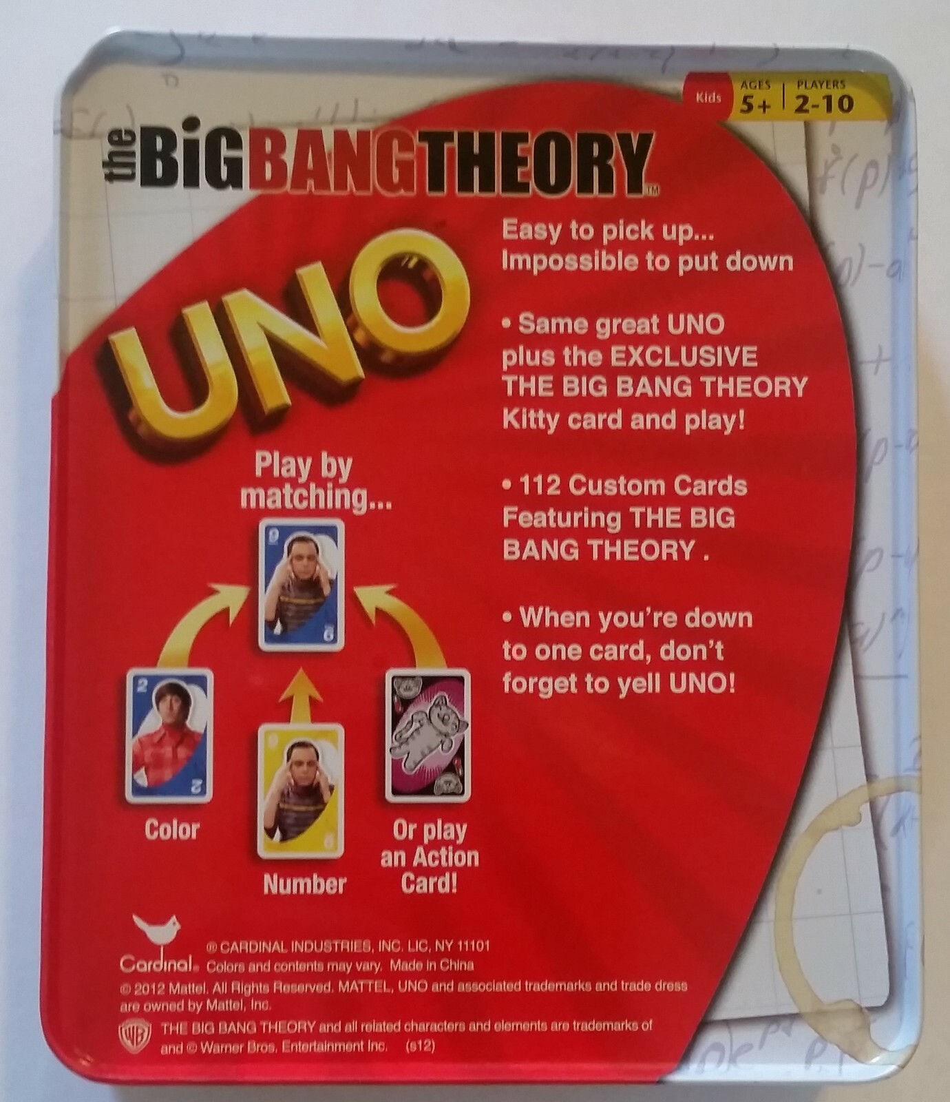 The Big Bang Uno Card Game in collector tin box