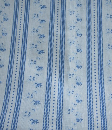 1 yd VINTAGE Blue & White Floral Med-Heavy Cotton Ticking Pillow Tick Fabric