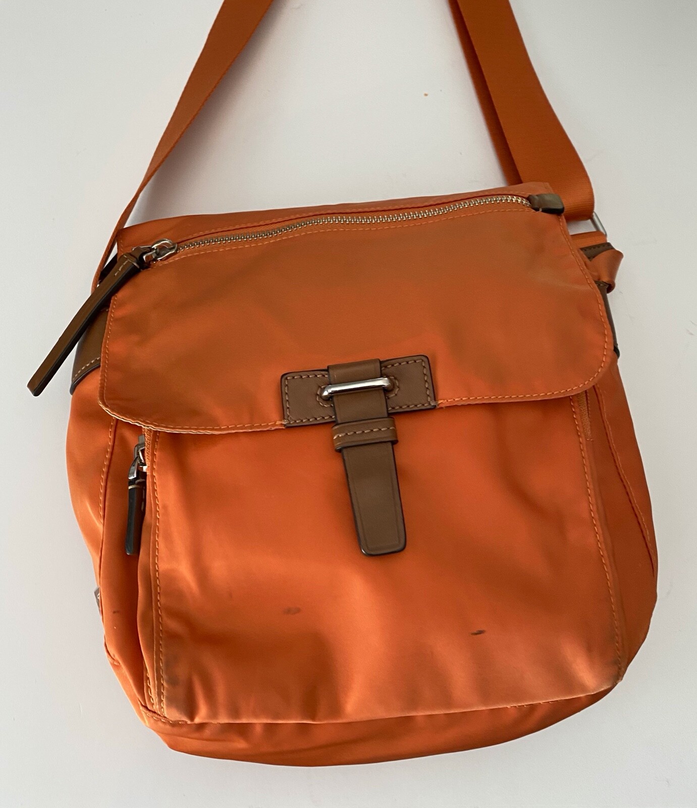 Tumi Orange Nylon Crossboy/Shoulder Bag with leather trim Tumi Orange Nylon Crossboy/Shoulder Bag with leather trim