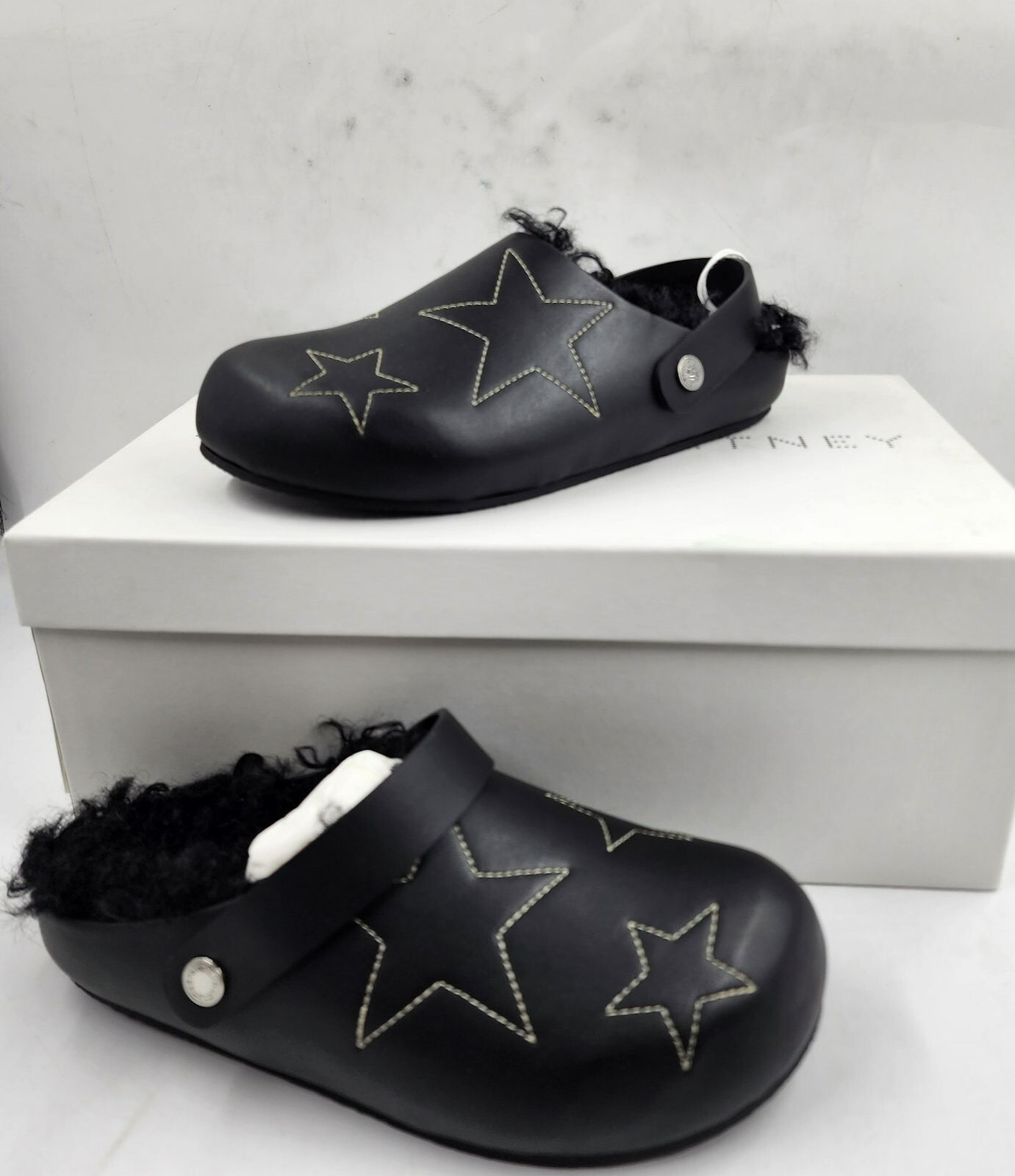 Stella McCartney Elyse Alter Star Clogs Women's 35/5US Black Star Stitch Slip On - Picture 2 of 16