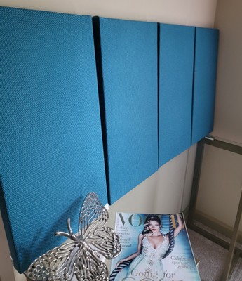 Textured Teal Sound Absorbing Acoustic Wall Panels - SET of 4