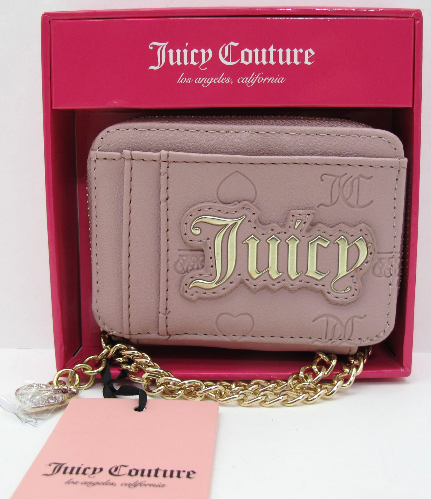 NEW JUICY COUTURE Liquid Gold Logo Square Card Case Wallet