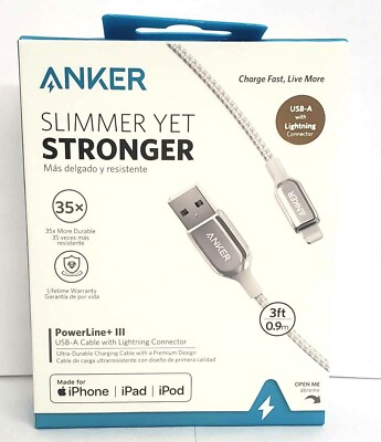 ANKER Powerline III USB to Lightning MFi-Certified Cable (3 ft) - Silver