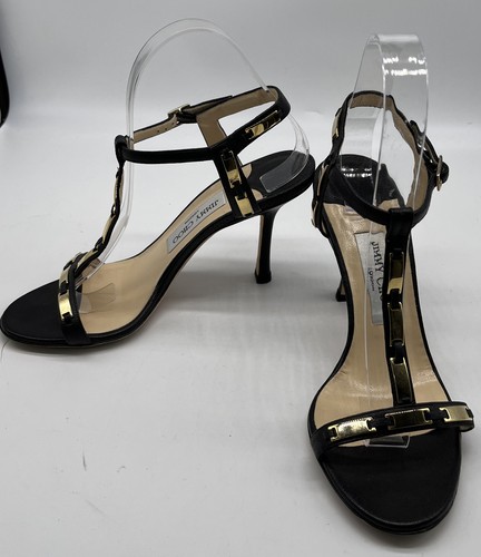 サンダル・ミュール Jimmy Choo SANDAL (VERITYSANDAL100BYK BLACK) Verity Sandal 100 | Black Vintage Metallic Leather Sandals