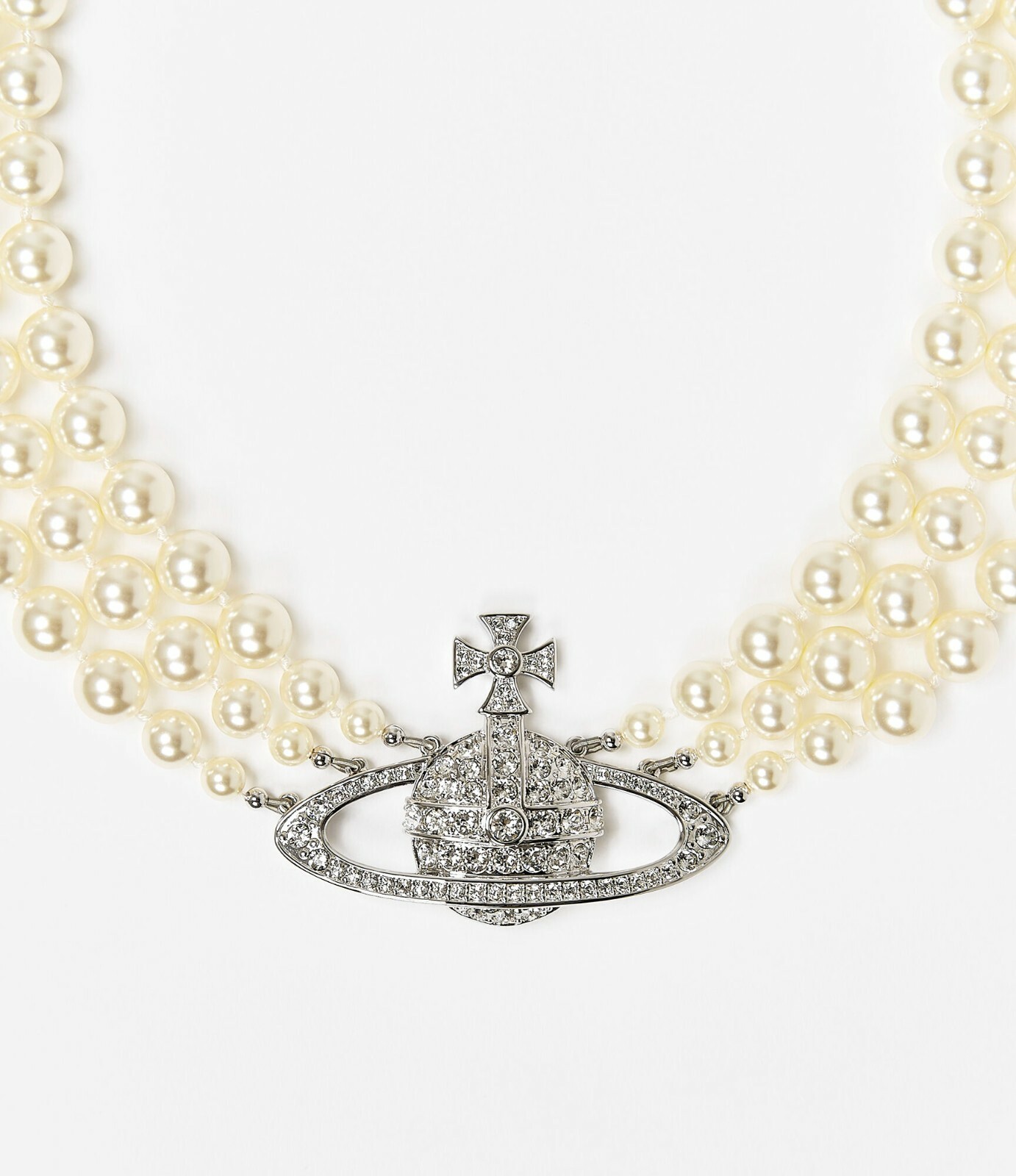 Vivienne Westwood Necklace ♡ Three Row Pearl Bas Relief