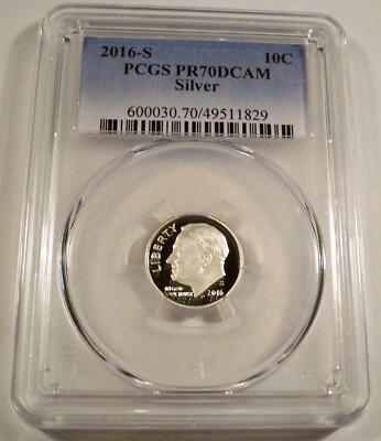 2016-S 10c SILVER PCGS PR70DCAM ROOSEVELT DIME PROOF DEEP CAMEO PR 70 DC