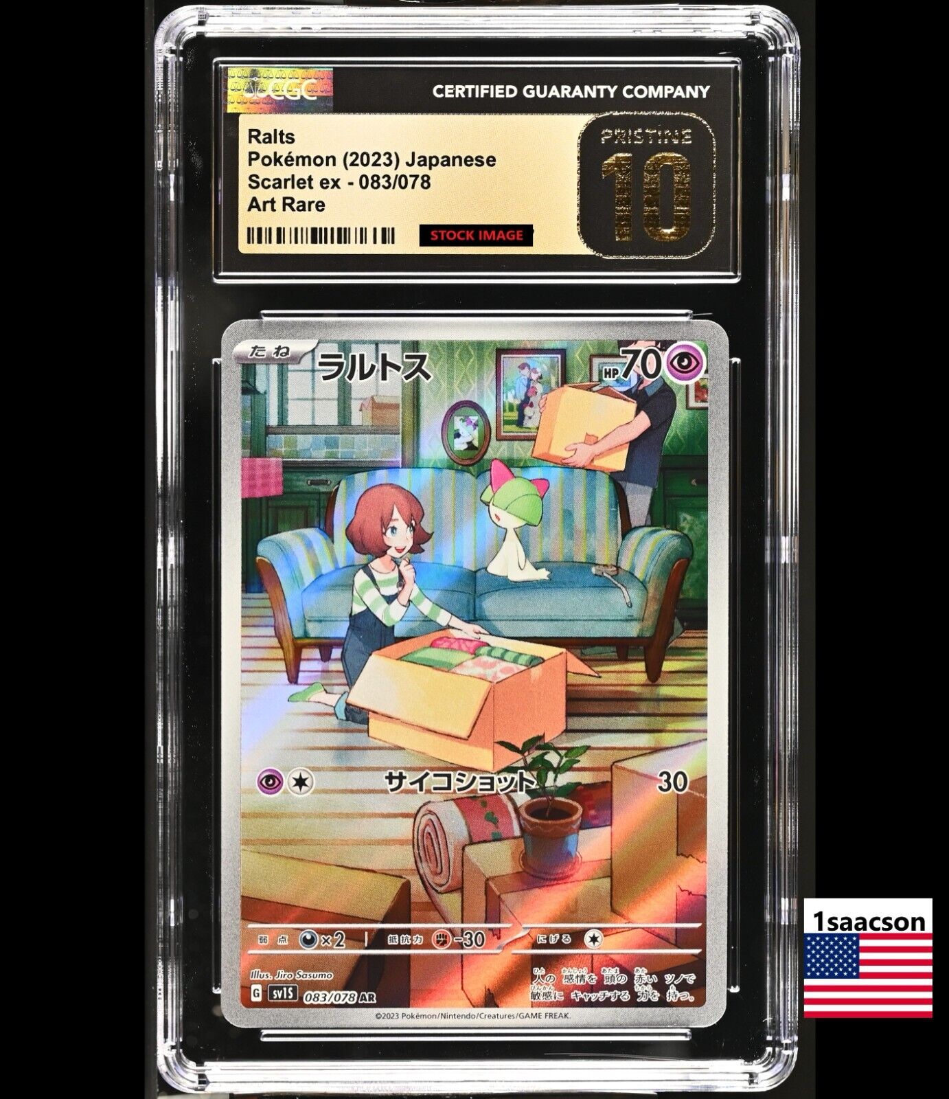 PRISTINE CGC 10 Ralts AR 083/078 sv1S Scarlet ex Japanese PRISTINE CGC 10 Ralts AR 083/078 sv1S Scarlet ex Japanese