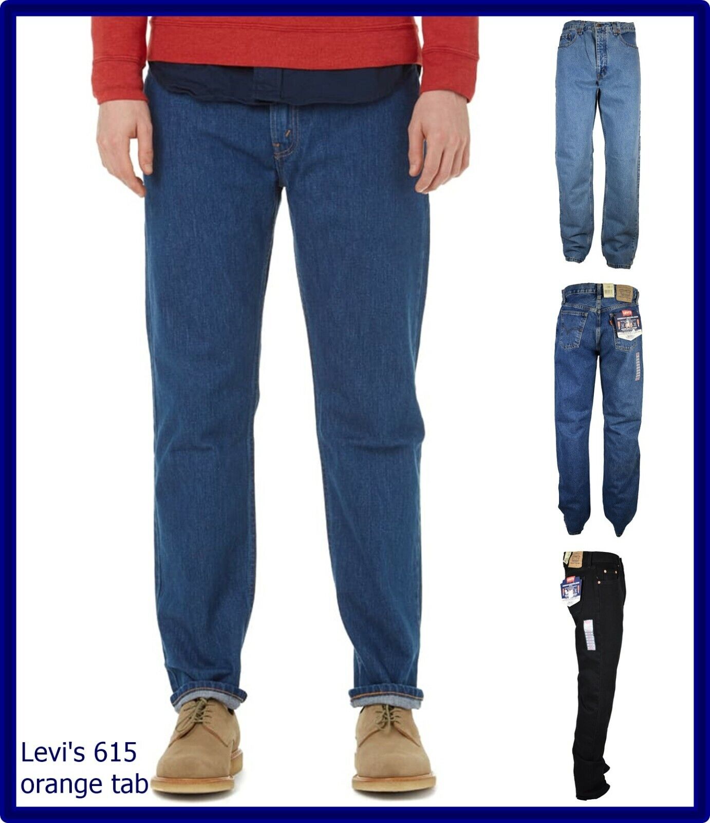 Levi's 615 Orange Tab Men's Jeans High Waist Straight Leg Levi's 615 Orange Tab Men's Jeans High Waist Straight Leg