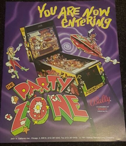 Bally Party Zone Pinball ORIGINAL Promotional Advertising Flyer