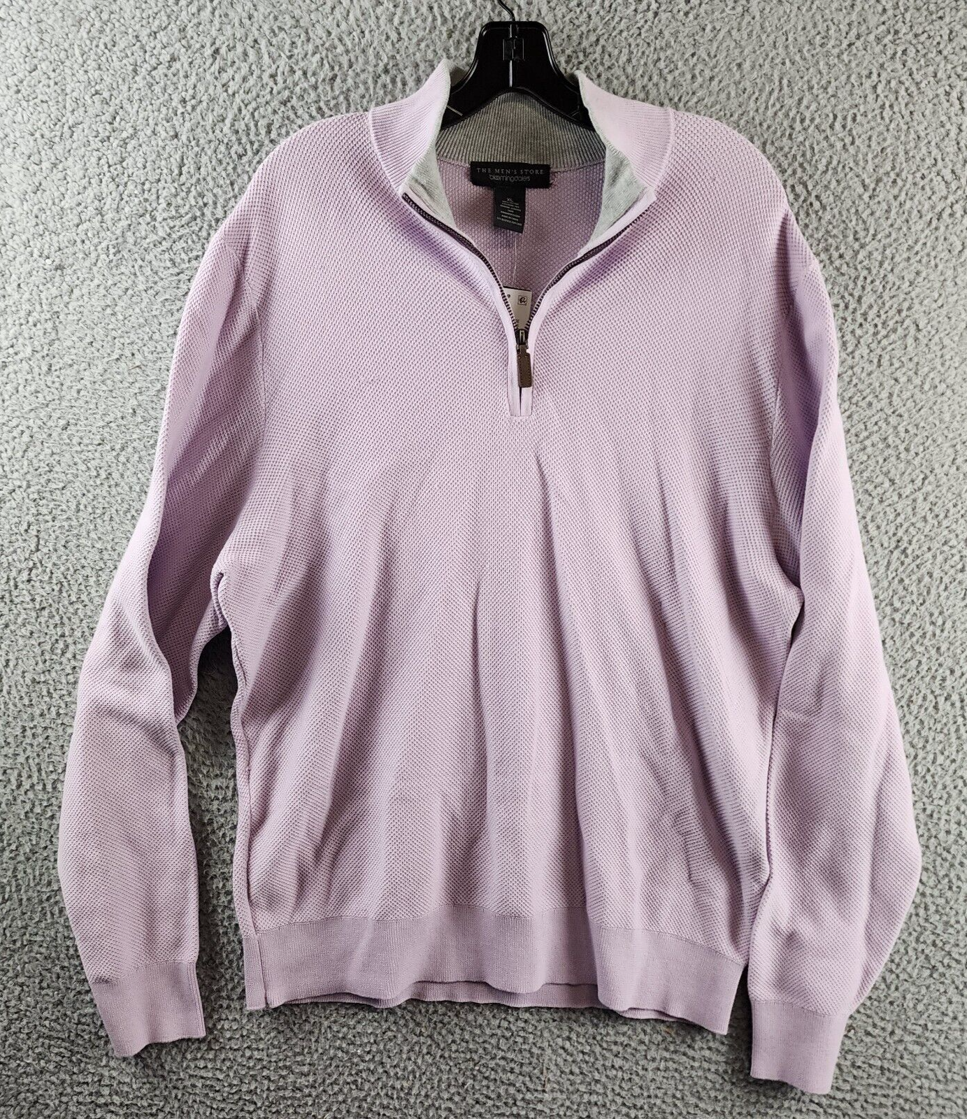 The Men's Store at Bloomingdale's Birdseye Quarter Zip Sweater Men's XL Lavender - Picture 1 of 15