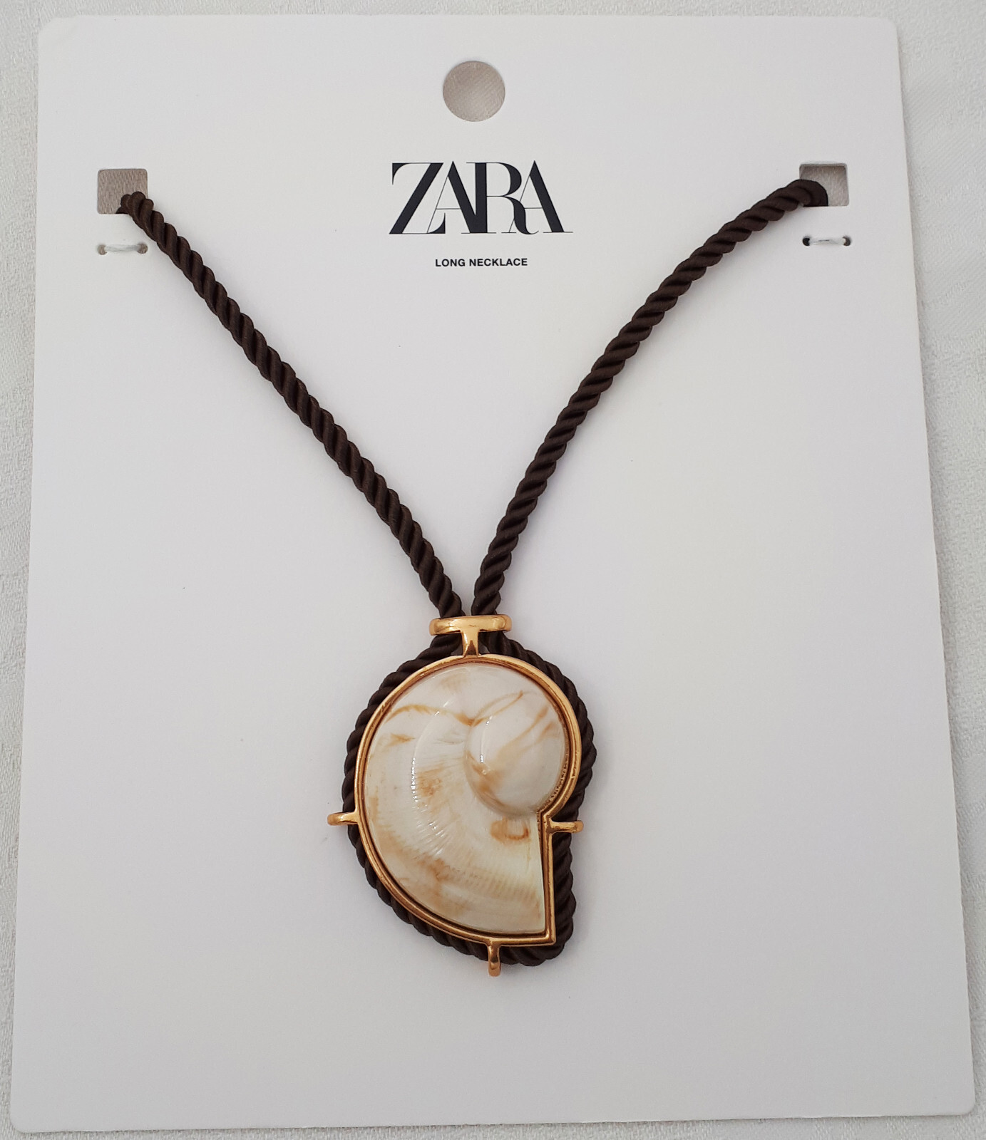 New ZARA 4548/022 SEASHELL CORD NECKLACE SNAIL PENDANT Rope