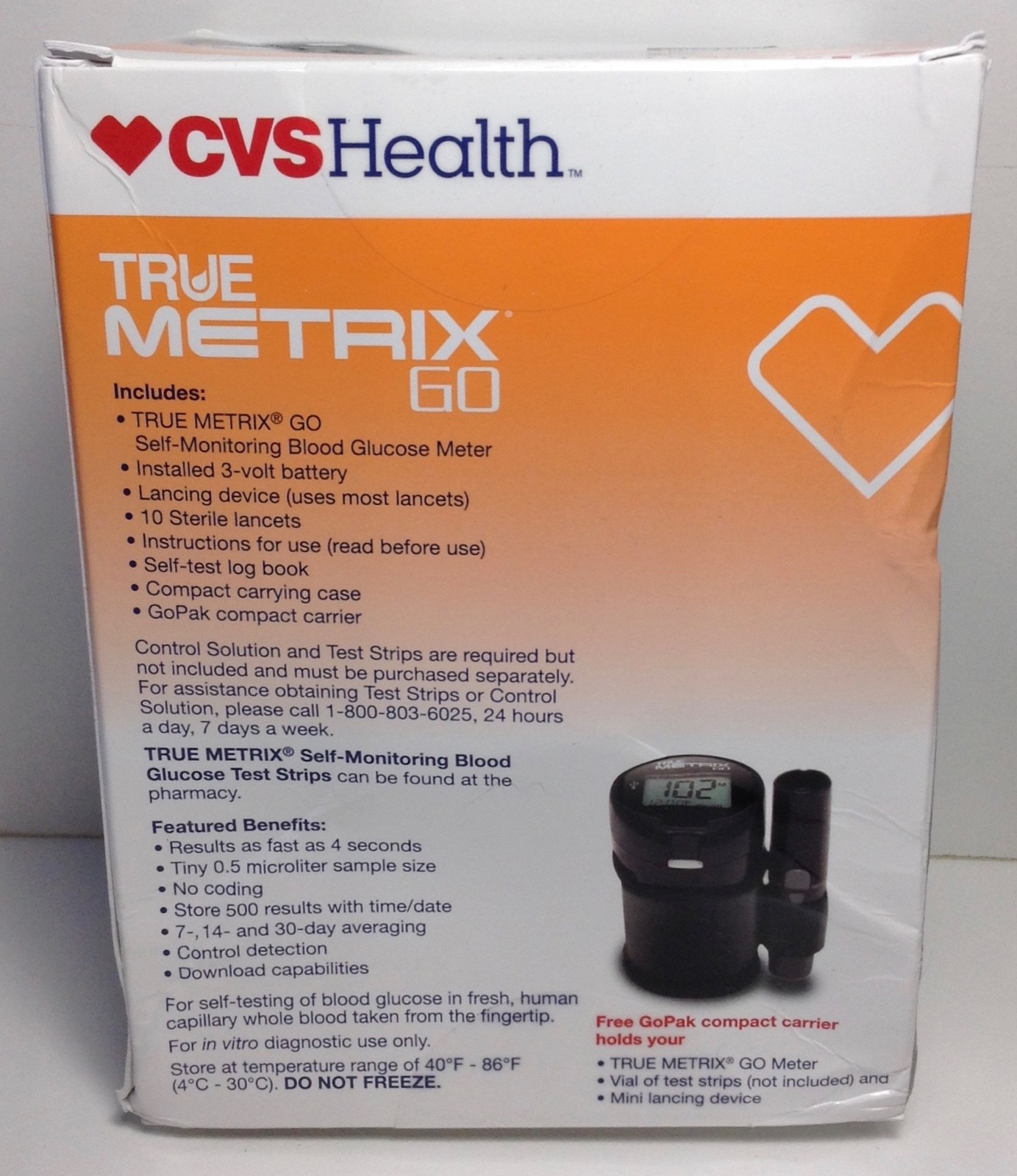 CVS Health True Metrix 60 Self Monitoring Blood Glucose Meter Expires 3-8-2023