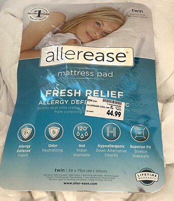 Allerease Cool Fresh Relief Allergy Defense Mattress Pad Up to 18'' Deep TWIN