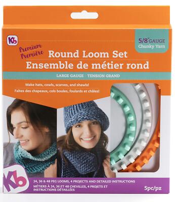 'Premium' Chunky Round Knitting Looms Set, 5/8'' Large Gauge KB Looms (3 Loom ...