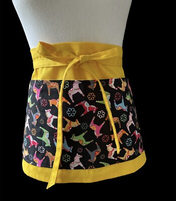Apron HORSE 3 pocket waitress SERVING RESTAURANT  yellow Handmade
