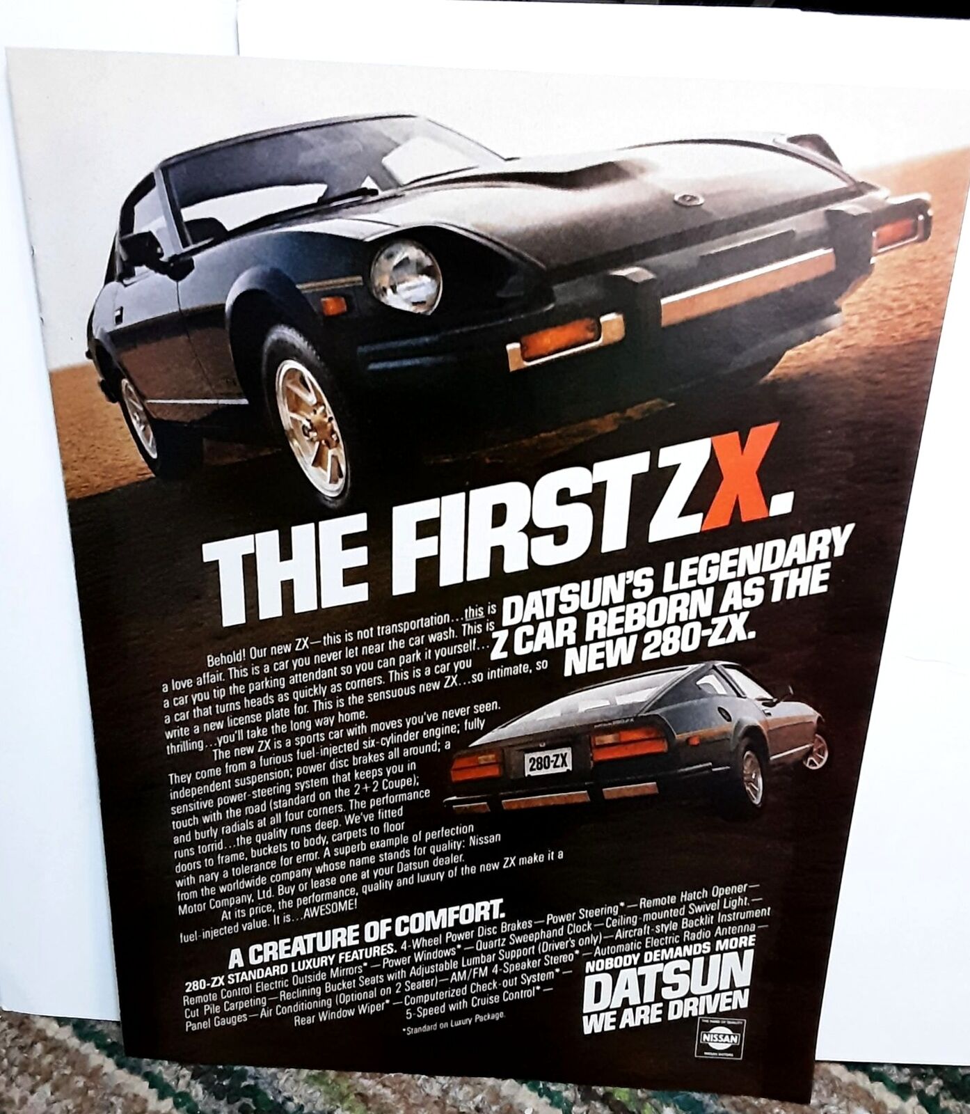 1979 Datsun Z Car Reborn as 280 ZX 70s Original Print Ad 1979 Datsun Z Car Reborn as 280 ZX 70s Original Print Ad