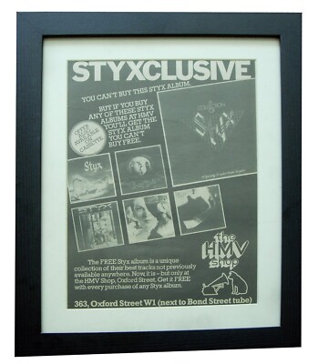 STYX+Cornerstone+Collection+POSTER+AD+RARE ORIGINAL 1980+FRAMED+FAST WORLD SHIP