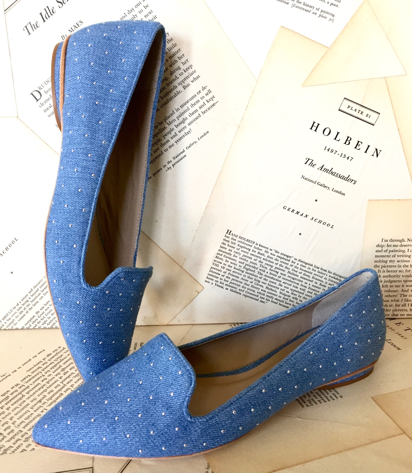 

NIB Anthropologie Средне-синие джинсовые лоферы с заклепками на плоской подошве 7, Medium blue denim