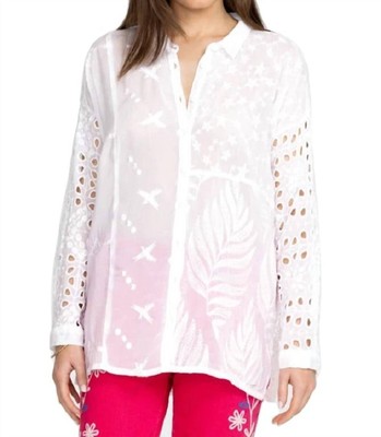 Pre-owned Johnny Was Rochelle Button Up Shirt In White
