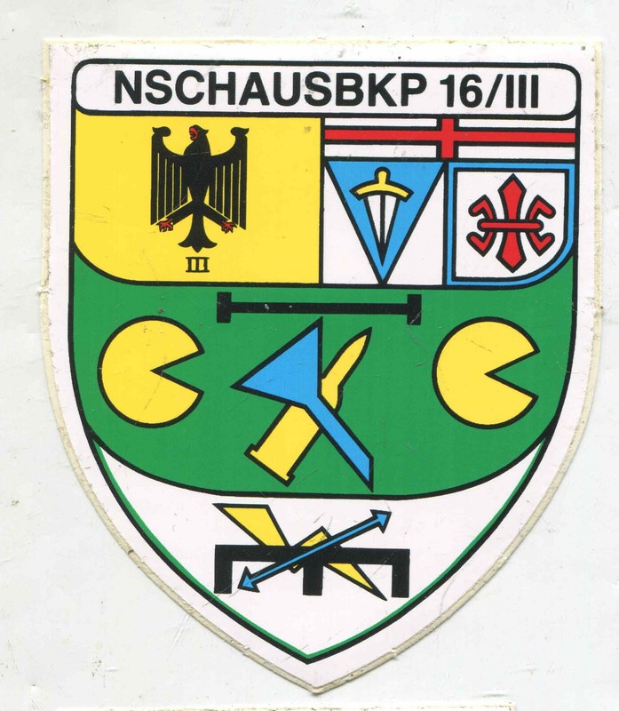   Bundeswehr Verbandsabzeichen Als Aufkleber Nschausbkp 16 Iii 90 Mm (A358)