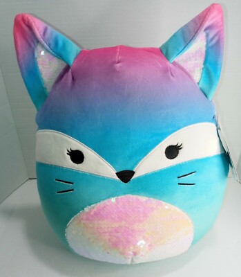 Squishmallow 12'' Vickie Fox Teal Purple Ombre Sequin Belly Plush BNWT Free Ship
