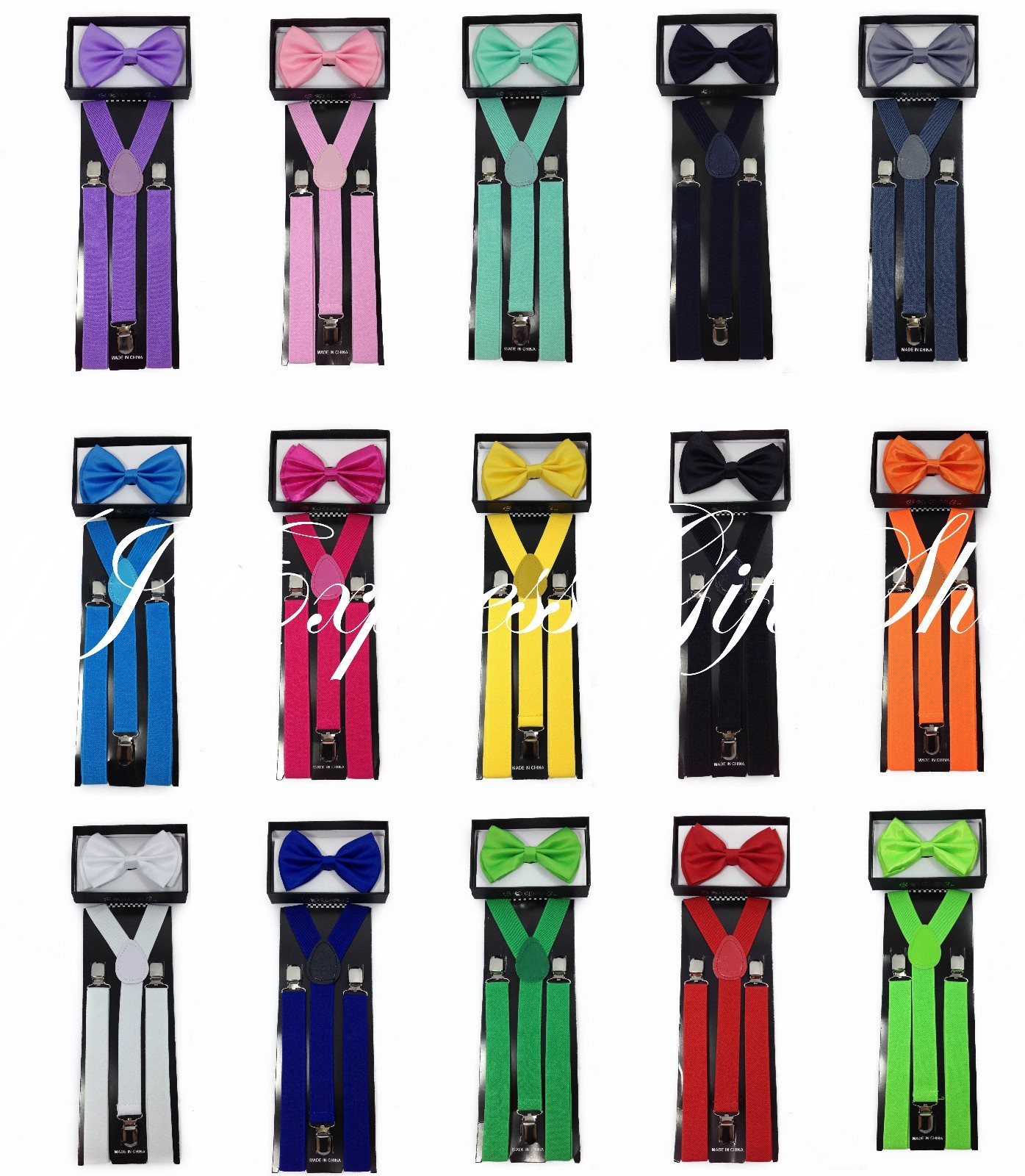 Matching Suspender and Bow Tie Set for Adults Men Women Teens (USA