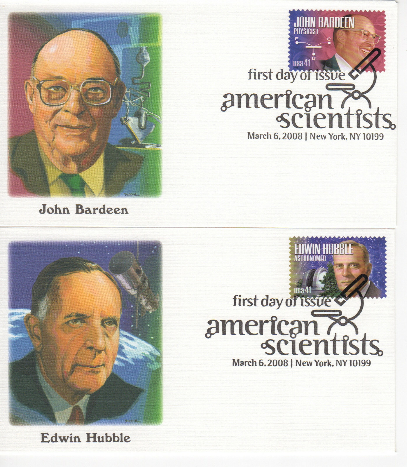 SSS: 4 pcs US Fleetwood FDC 2008 41c American Scientists  Sc #4224-27