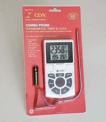 CDN Combo Probe DTTC-W thermometer timer clock meat candy fry 6'' probe alarm
