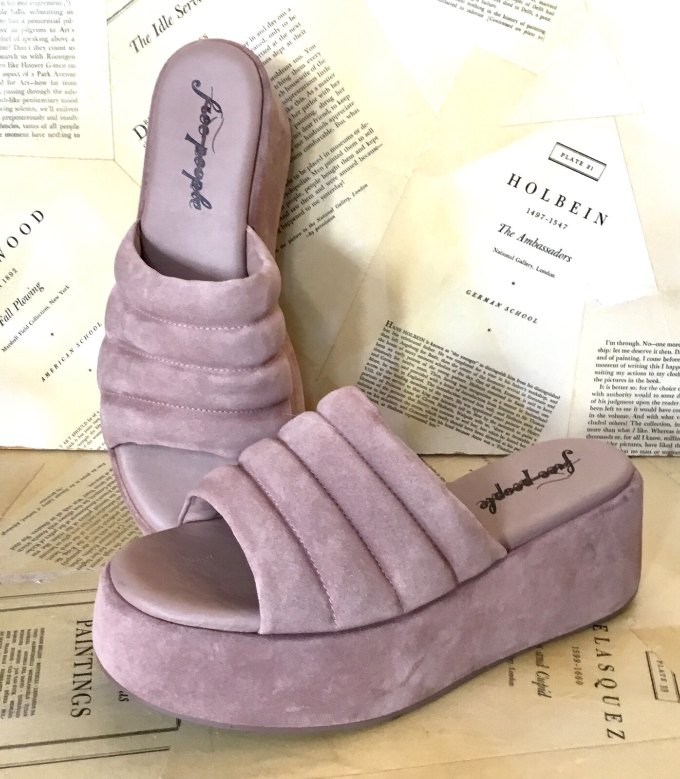 

Замшевые шлепанцы на платформе Free People Почти Paradise Iris Sands 39/9 НОВИНКА, slides