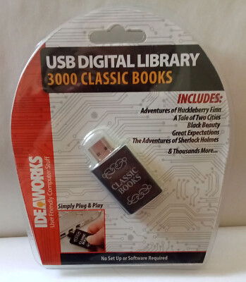 Ideaworks 3000 Classic Books USB Digital Library SEALED Jane Austen Shakespeare