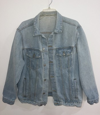 John Galt Denim Faded Light Wash Boyfriend Trucker Jean Jacket  Women s ovrsz