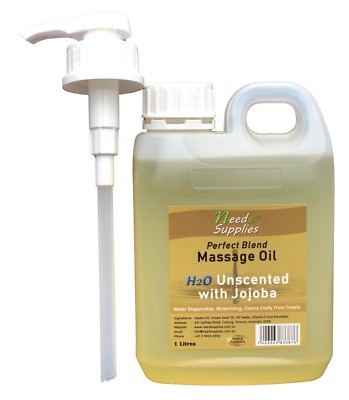 Perfect Blend, Dispersible Massage Oils + Pump H2Oil Premium Grade Jojoba