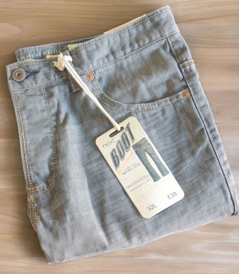 Next Mens Grey Stone Washed Relaxed Boot Denim Jeans Size W32 L33 RRP£38