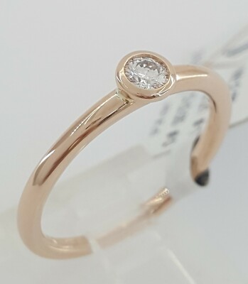 Pre-owned Llk 0.21 Ct 14k Rose Gold Bezel Set Round Cut Diamond Solitaire Engagement Ring In White