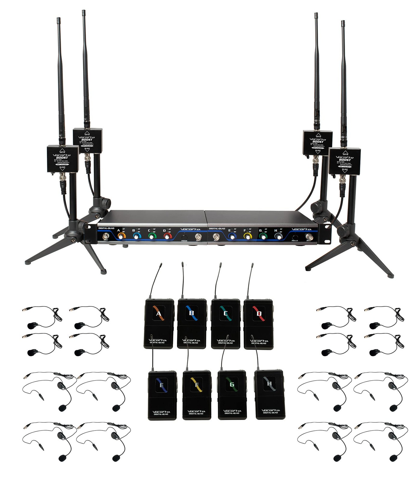 VocoPro Headset, Boost-Conference-8 /600ft. Long-Range, Digital Wireless