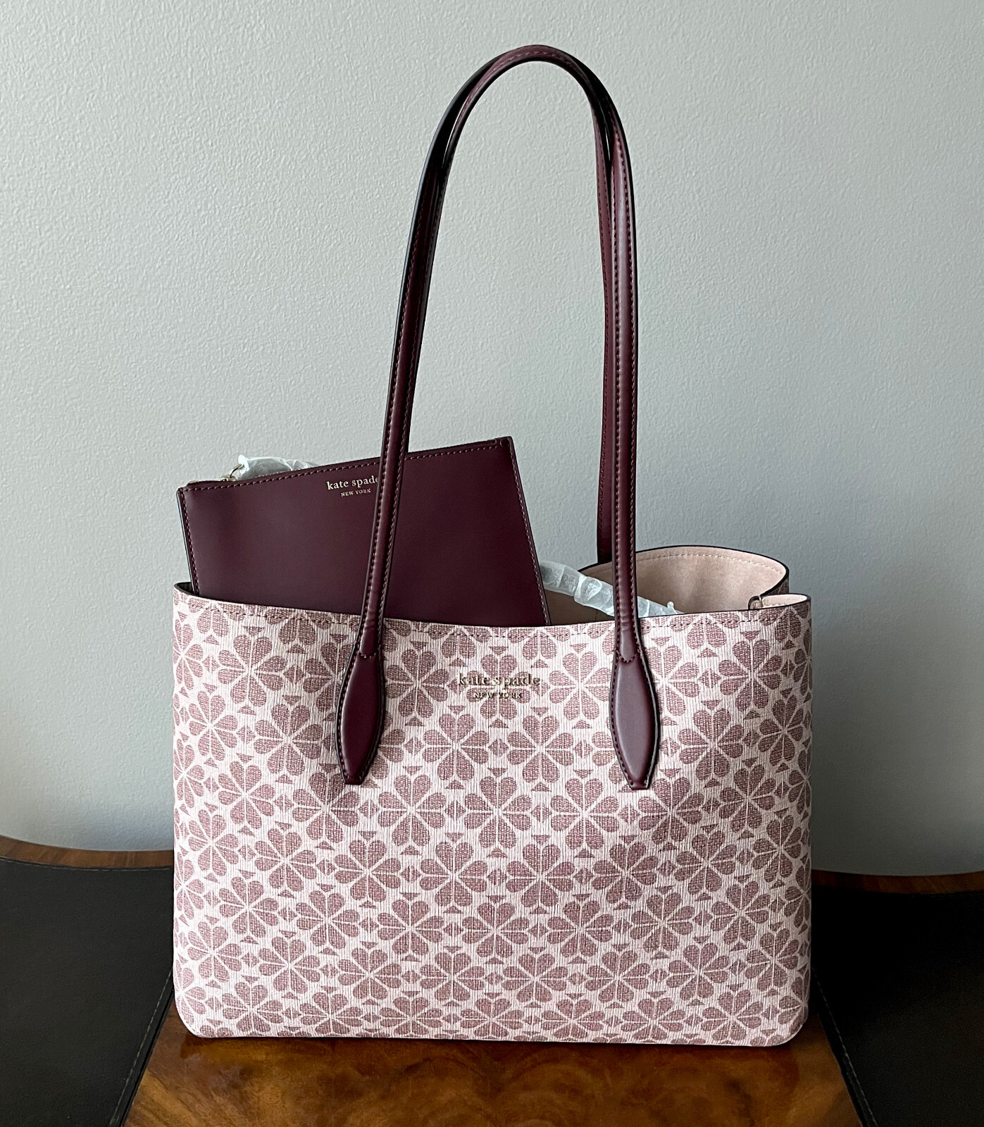 NWT Kate Spade Coated Canvas Spade Flower ALL DAY Large Tote Bag W Pouch 198 eBay