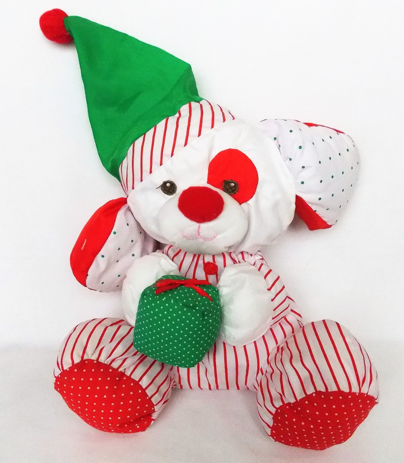 Vintage 1991 Fisher Price Puff a Lumps Christmas Puppy Lovey Stuffed Doll #8125