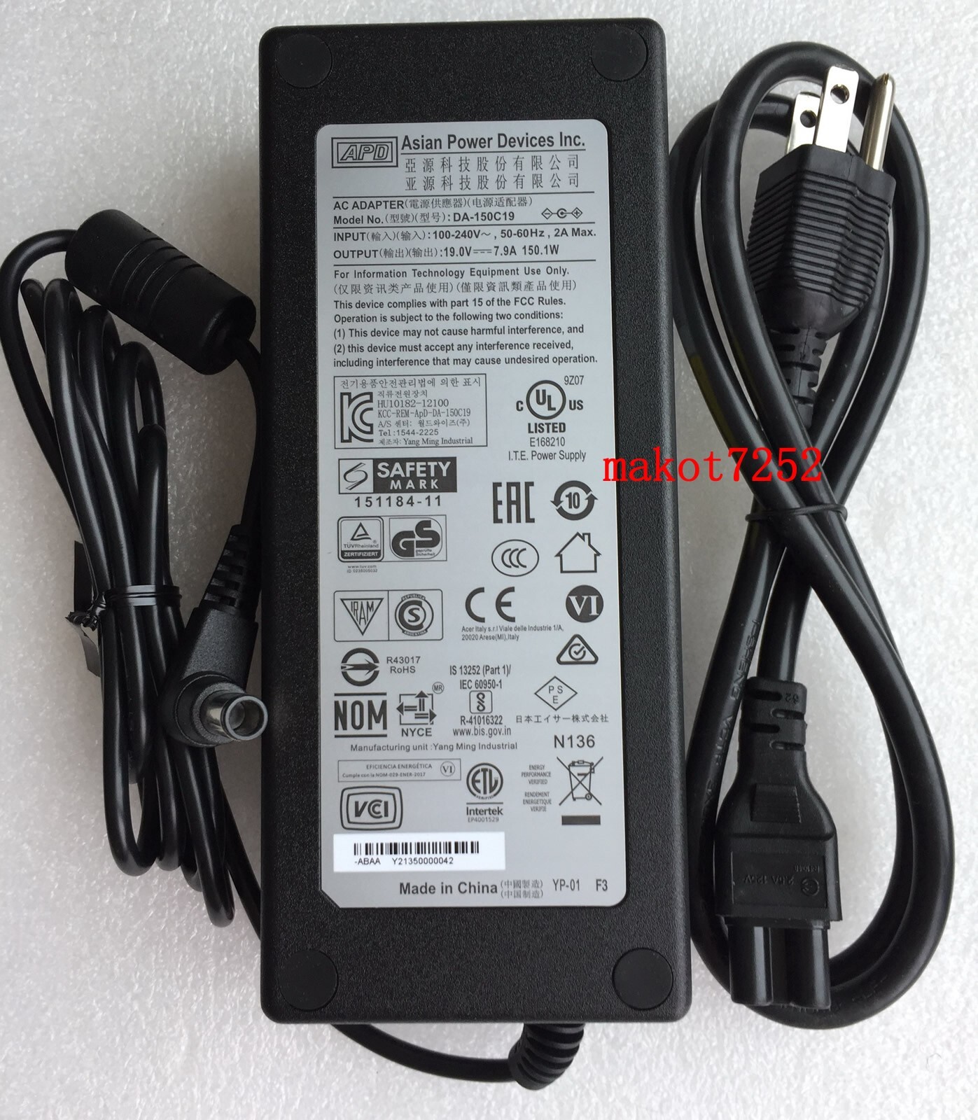 高速配送 APD Original New 19V Predator Acer for Adapter AC 7.9A その他