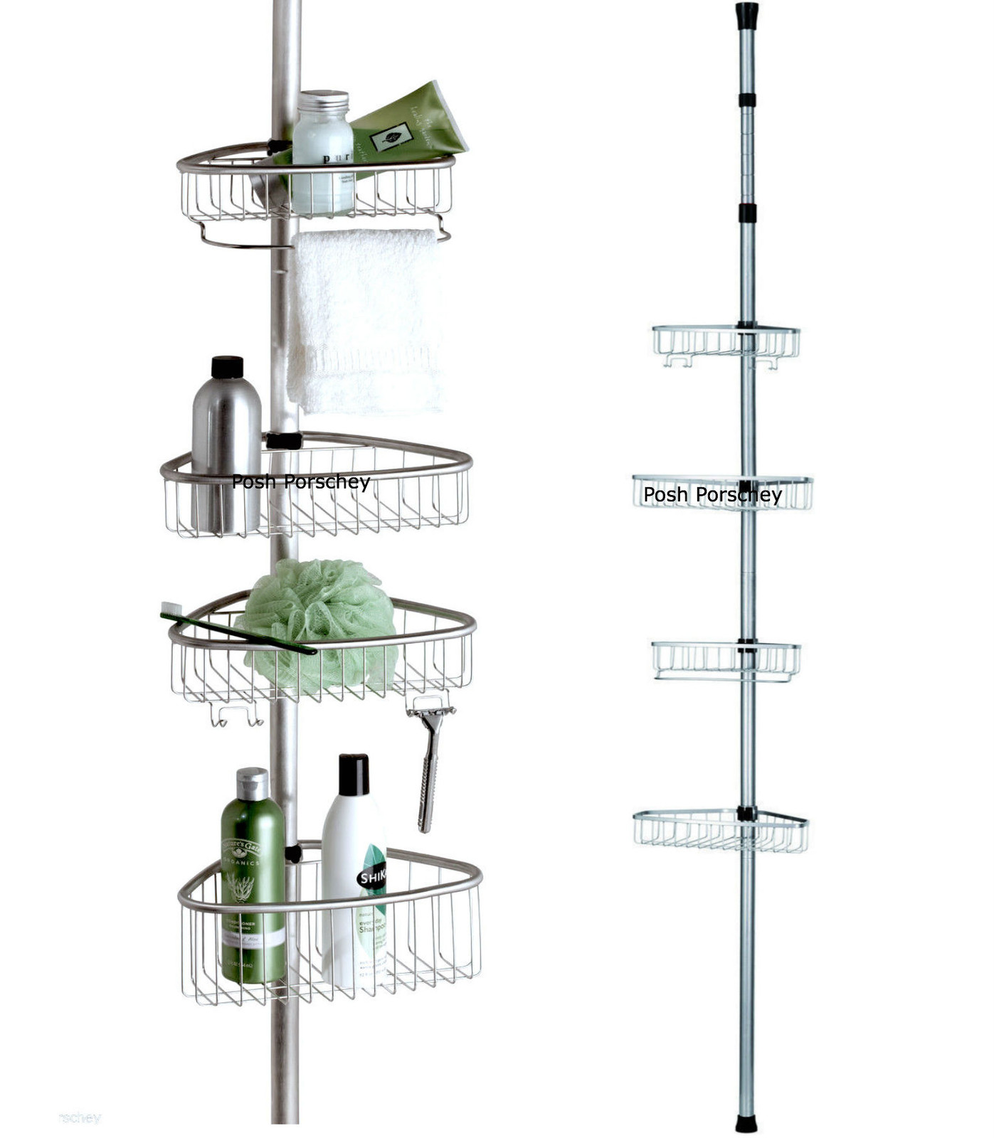 Bathroom Corner Caddy Non Rust Telescopic Shelf Storage 4 Tier Shower