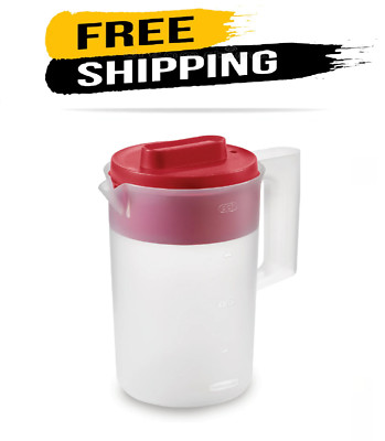 Rubbermaid, 2 Quart, 1 Pack, Red, Plastic Simply Pour Pitcher with Multifunction