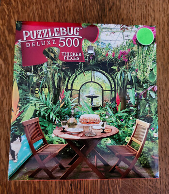 Puzzlebug Deluxe *Greenhouse Garden* 500 piece Jigsaw Puzzle 20x12 Kitty Cat