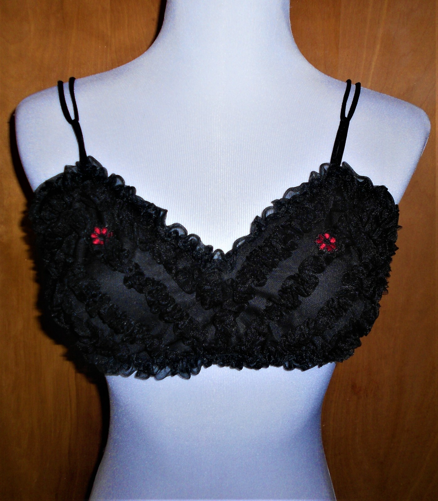 VTG 1960's FRILLY BLACK LINGERIE BRA FULL RUFFLE 38のeBay公認海外通販｜セカイモン