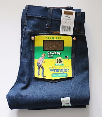 New Wrangler 936 Cowboy Cut Slim Fit Jeans Men's Sizes Rigid Indigo Twill Denim