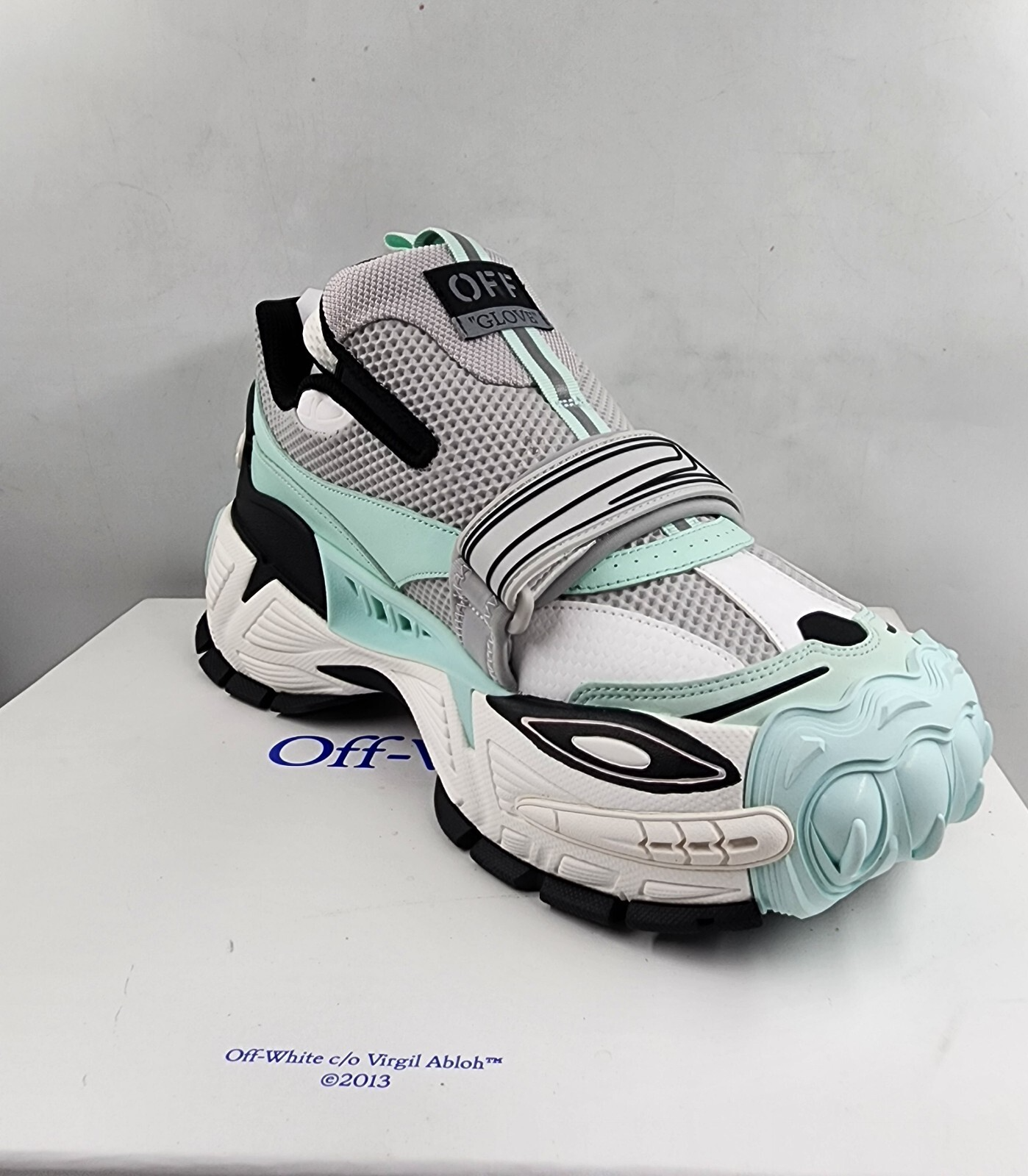 Off-White Glove Slip On Sneakers Women's 45/12 US Light Grey/Seafoam Round Toe - Picture 11 of 17
