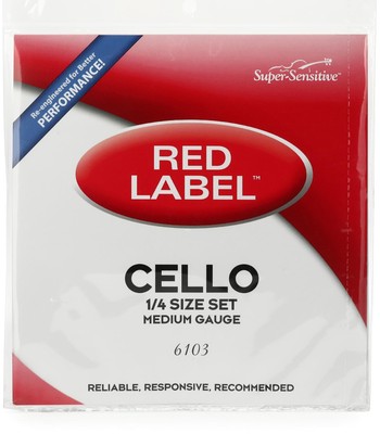 Super-Sensitive 6103 Red Label Cello String Set - 1/4 Size